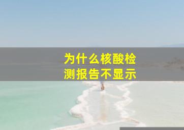 为什么核酸检测报告不显示