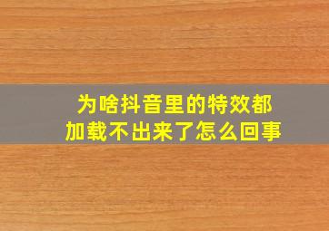 为啥抖音里的特效都加载不出来了怎么回事