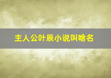 主人公叶辰小说叫啥名