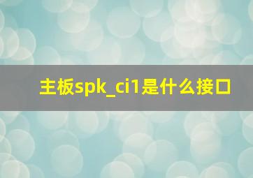 主板spk_ci1是什么接口