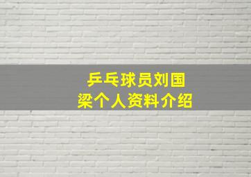 乒乓球员刘国梁个人资料介绍