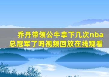 乔丹带领公牛拿下几次nba总冠军了吗视频回放在线观看