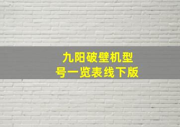 九阳破壁机型号一览表线下版