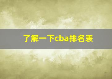 了解一下cba排名表