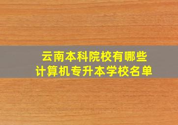 云南本科院校有哪些计算机专升本学校名单