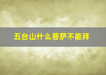 五台山什么菩萨不能拜