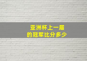 亚洲杯上一届的冠军比分多少