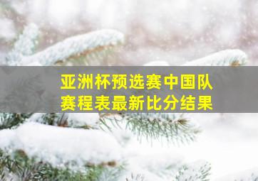 亚洲杯预选赛中国队赛程表最新比分结果