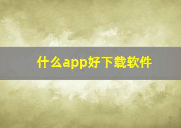 什么app好下载软件