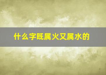 什么字既属火又属水的