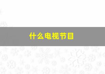 什么电视节目