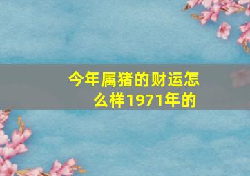 今年属猪的财运怎么样1971年的