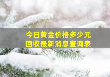 今日黄金价格多少元回收最新消息查询表