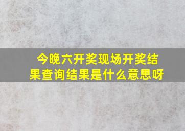 今晚六开奖现场开奖结果查询结果是什么意思呀