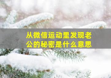 从微信运动里发现老公的秘密是什么意思