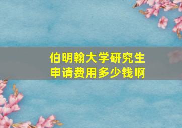 伯明翰大学研究生申请费用多少钱啊