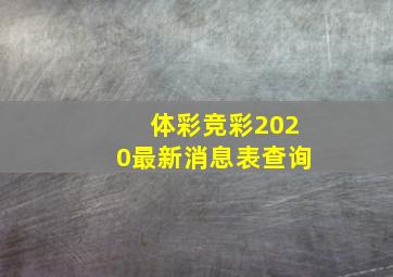 体彩竞彩2020最新消息表查询