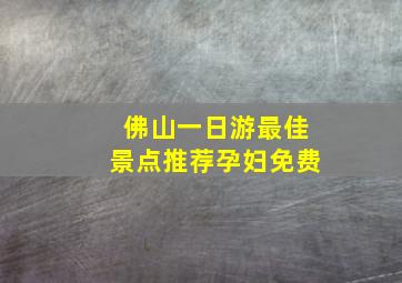 佛山一日游最佳景点推荐孕妇免费