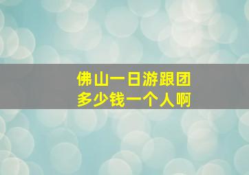 佛山一日游跟团多少钱一个人啊