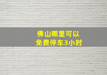 佛山哪里可以免费停车3小时