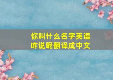 你叫什么名字英语咋说呢翻译成中文