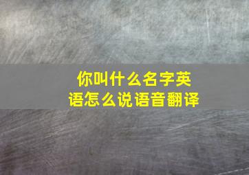 你叫什么名字英语怎么说语音翻译