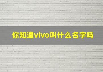 你知道vivo叫什么名字吗