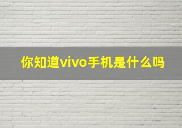 你知道vivo手机是什么吗