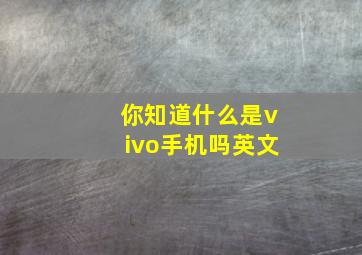 你知道什么是vivo手机吗英文