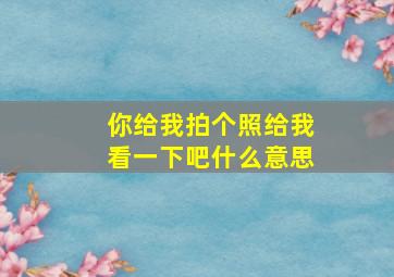 你给我拍个照给我看一下吧什么意思