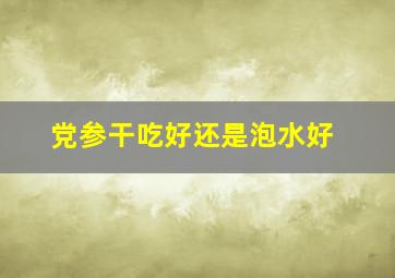 党参干吃好还是泡水好