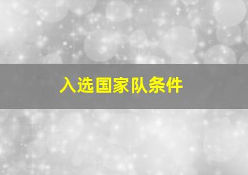 入选国家队条件