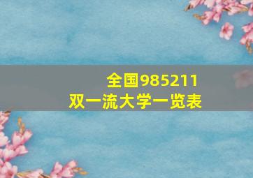 全国985211双一流大学一览表