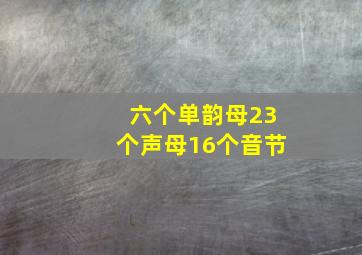 六个单韵母23个声母16个音节