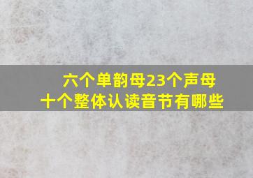 六个单韵母23个声母十个整体认读音节有哪些