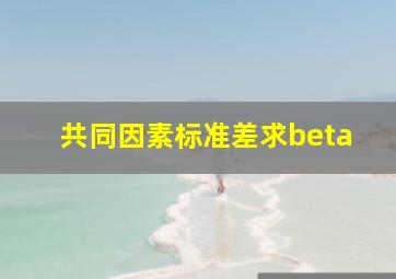 共同因素标准差求beta