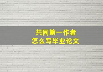 共同第一作者怎么写毕业论文