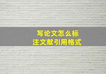 写论文怎么标注文献引用格式