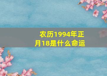 农历1994年正月18是什么命运