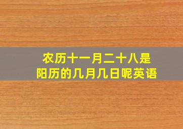 农历十一月二十八是阳历的几月几日呢英语