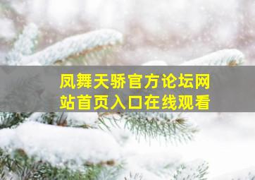 凤舞天骄官方论坛网站首页入口在线观看