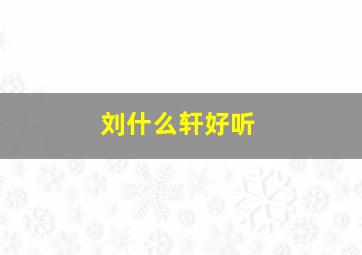 刘什么轩好听