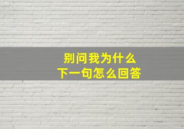 别问我为什么下一句怎么回答