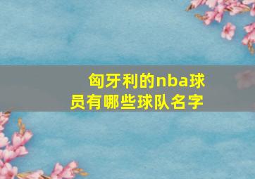 匈牙利的nba球员有哪些球队名字