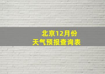 北京12月份天气预报查询表