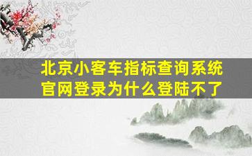 北京小客车指标查询系统官网登录为什么登陆不了