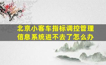 北京小客车指标调控管理信息系统进不去了怎么办