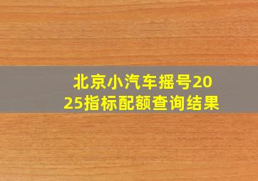 北京小汽车摇号2025指标配额查询结果