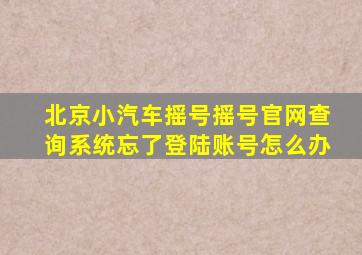 北京小汽车摇号摇号官网查询系统忘了登陆账号怎么办