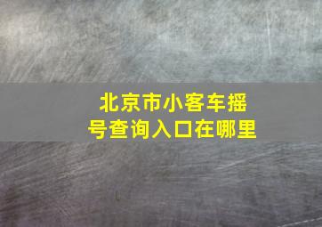 北京市小客车摇号查询入口在哪里